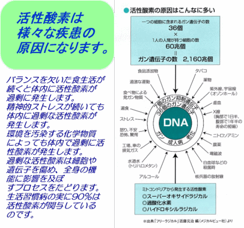 活性酸素は様々な疾患の原因になります